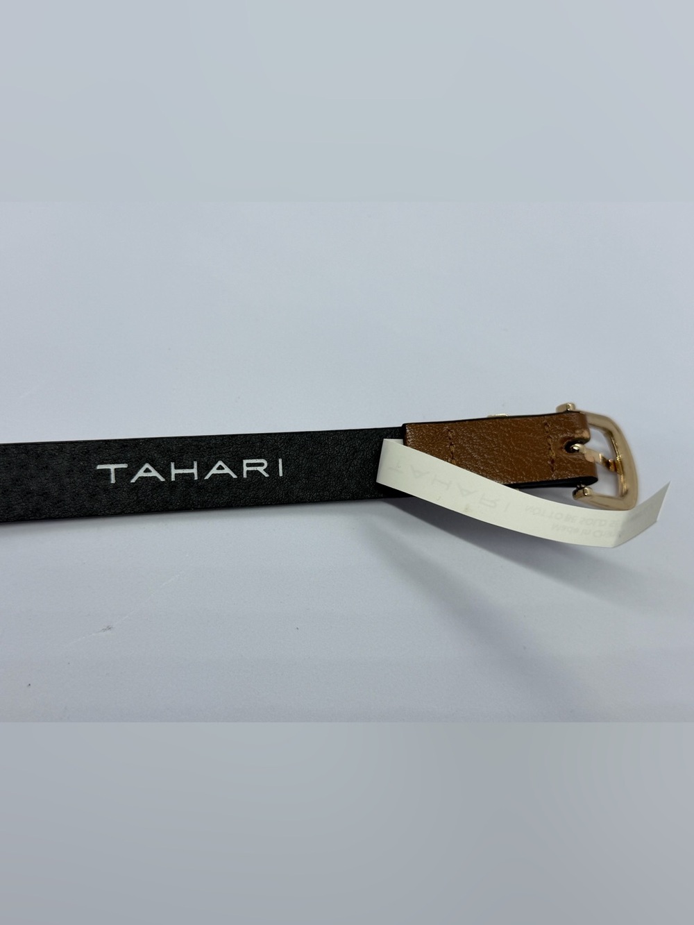 Tahari Two-Tone Brown and Black Leather Belt